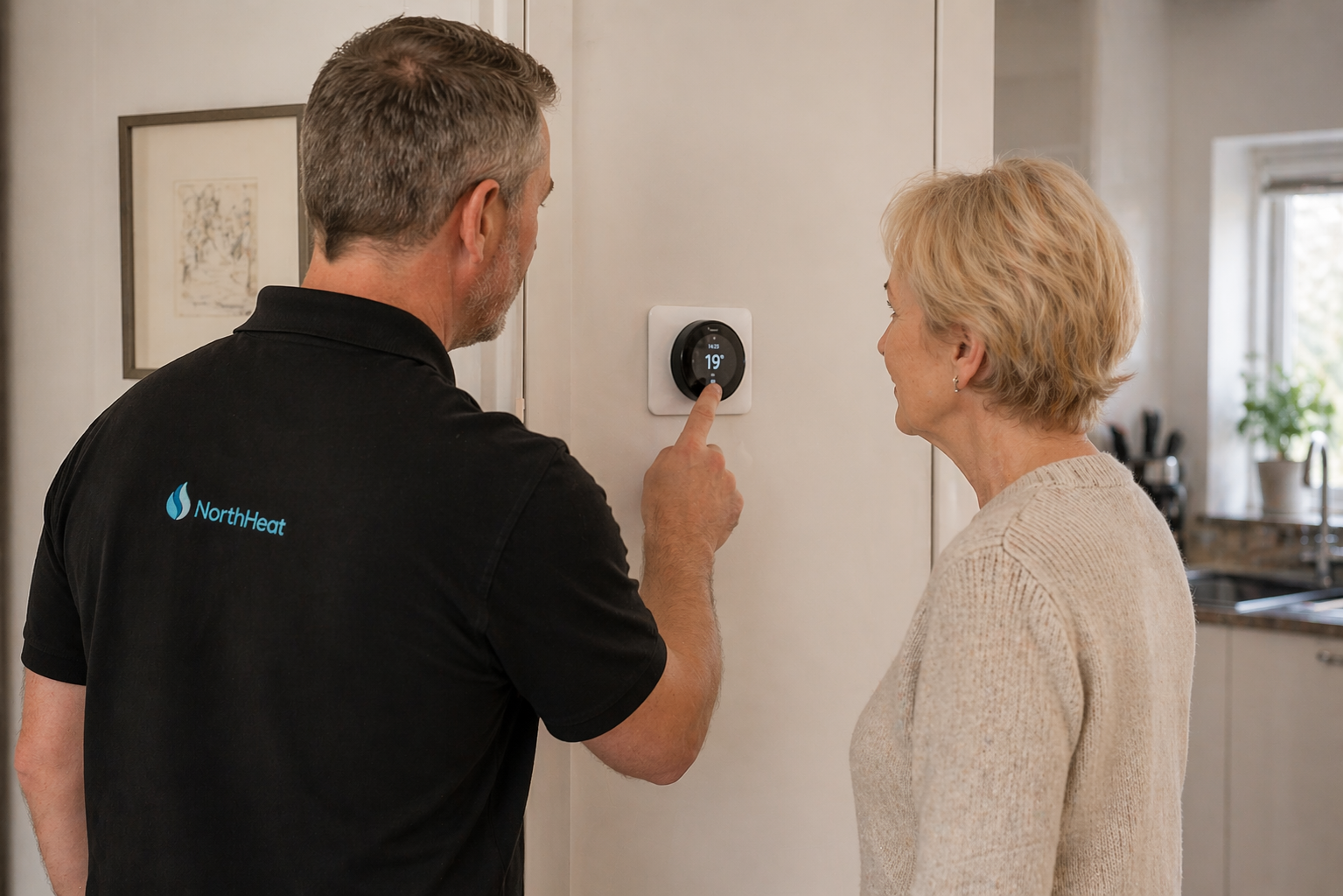 NorthHeat engineer with customer